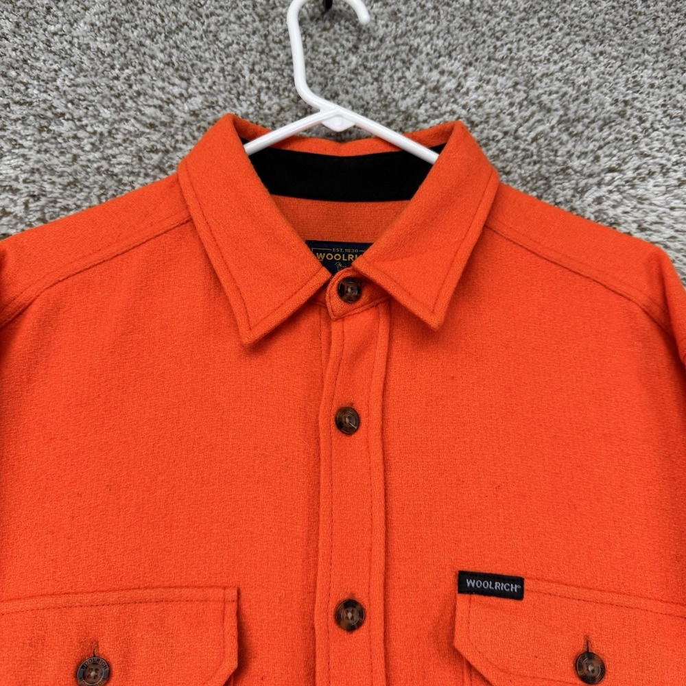 Vintage Woolrich Shirt Jacket Men's 2XL XXL Blaze Orange Button Up Hunting Wool - Picture 2 of 10